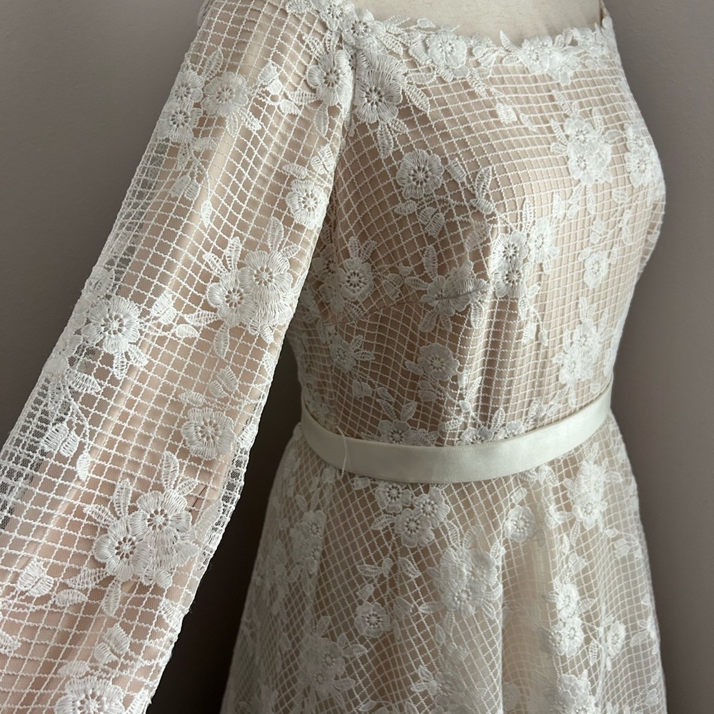 Tadashi Shoji Wedding Dress Size 14 fits like a 12 - Picture 7 of 16